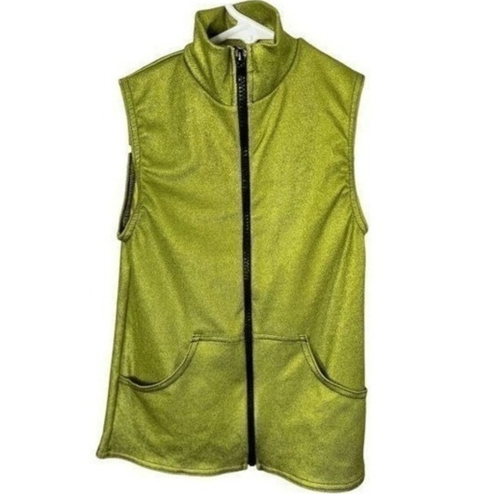 Dance Costume Vest Metallic Lime Green Boys Child S Hip Hop Jazz Stage Zip